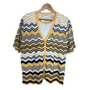 Alfred Dunner Women Two-Fer Attached Top Combo Cardigan/Tank LARGE Short Sleeve